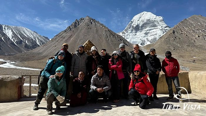 Captured a moment with Tibetan monks on the Kailash kora.