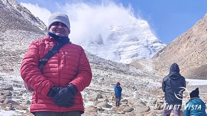 Our guests at the foot of Mt. Kailash.