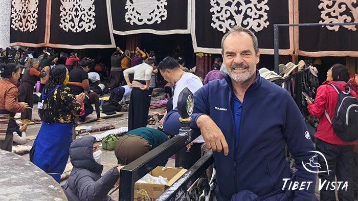Locals show devotion during Saga Dawa with full-body prostrations.