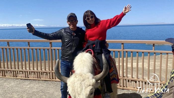 A picture with a beautifully adorned yak is a must-do moment on any Namtso Lake tour.