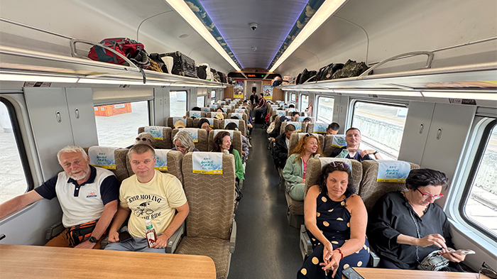 inside the Lhasa to Shigatse train