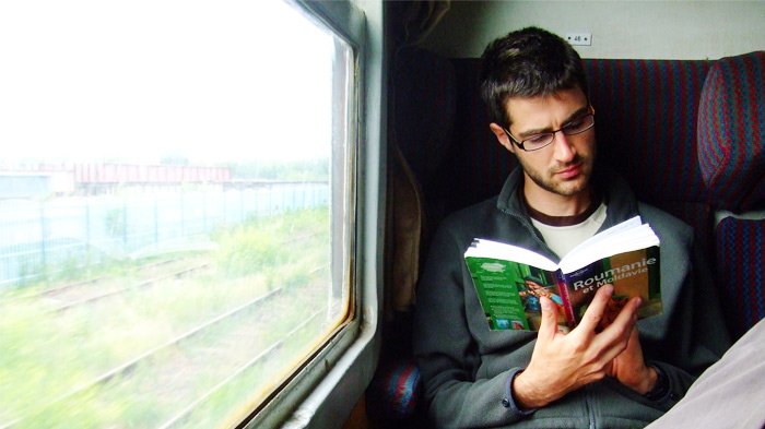 Reading on the train to Tibet