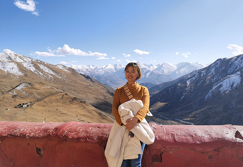 Laura enjoys the stunning mountain views