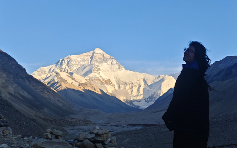 At Everest Base Camp in Tibet. 