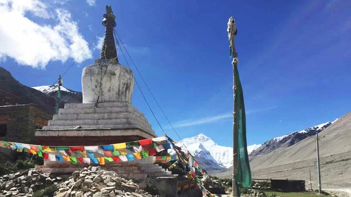 You can see Mount Everest’s peak from Rongbuk Monastery