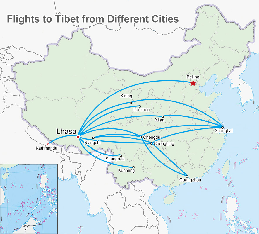 flights to tibet