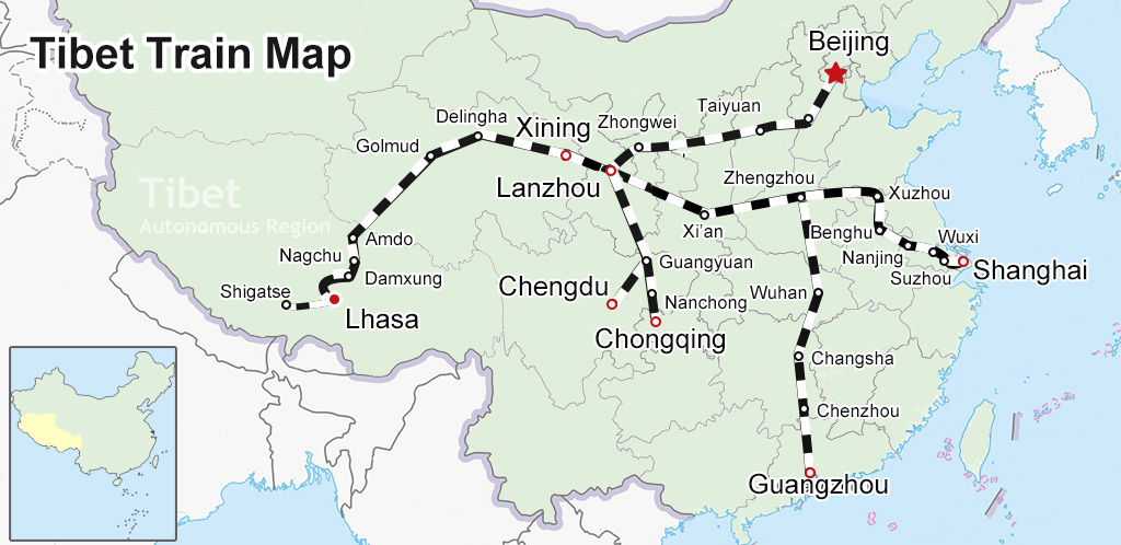 tibet train map