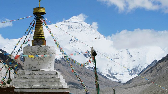 Mount Everest and Rongbuk Monastery