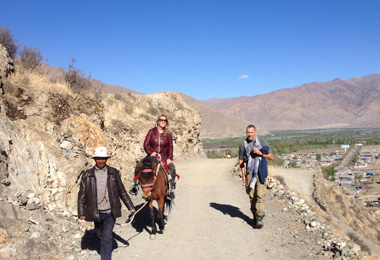 Riding a horse to Samye Monastery
