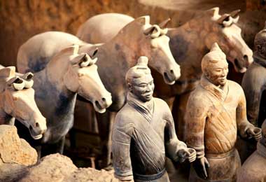 Terra-cotta Warriors and Horses were modeled on Qin Shihuang's soldiers and real horses.