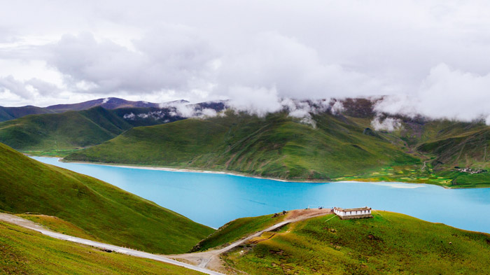 Lake Yamdrok, one of the Great Three Holy Lakes of Tibet<